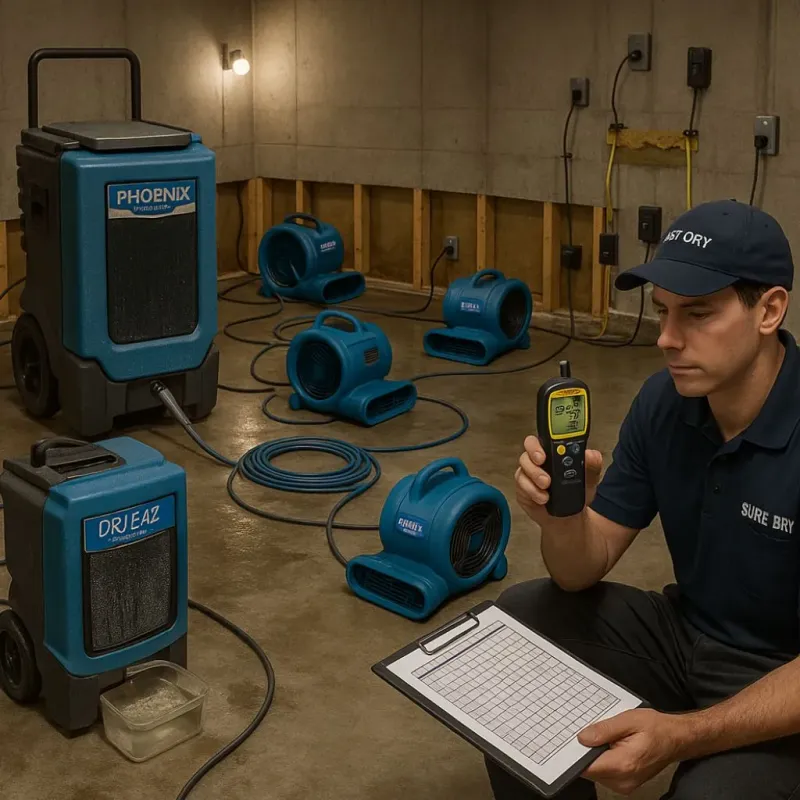 Structural Drying and Dehumidification process in Beecher, IL